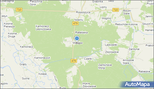 mapa Miedźno Leśniczówka, Miedźno Leśniczówka na mapie Targeo